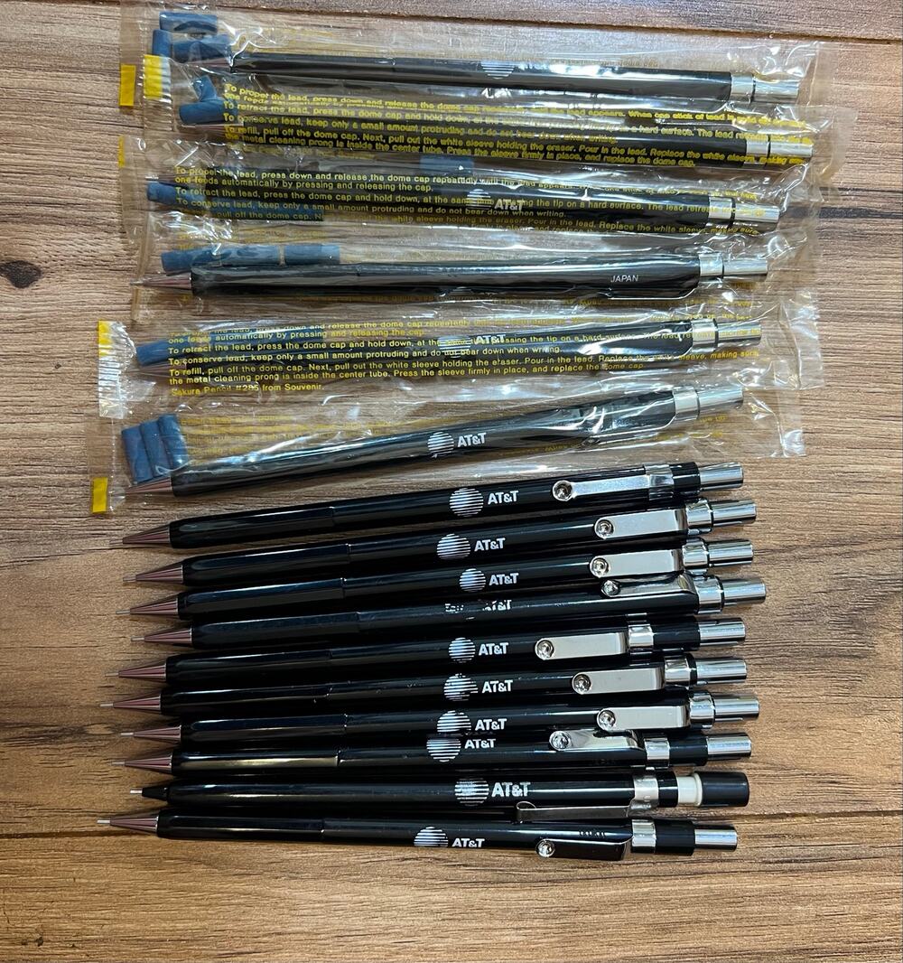 Vintage AT&T Sakura No 285 Mechanical Pencil Lot 16 Japan 6 NOS Packaged